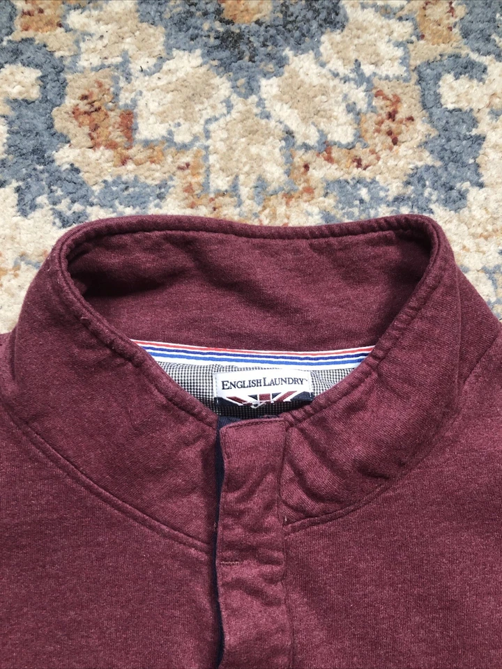 Camisa de piqué delantera con botones Henley manga larga de lavandería inglesa para hombre XL Foto 2 de 4