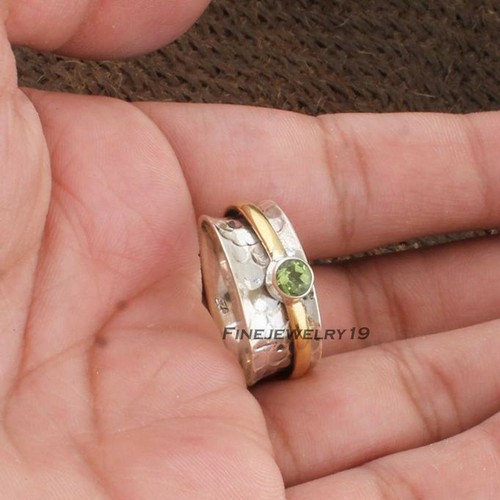 Peridot Ring Solid 925 Sterling Silver 