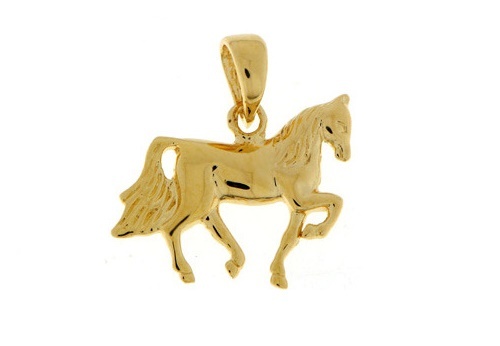 Pendentif Cheval En Plaqué Or Vermeil Et Laminé Or 18K - 20mm - Neuf Avec étiquettes