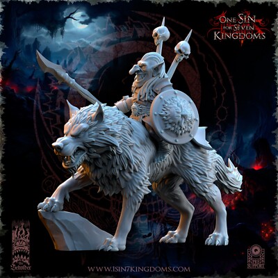 1x Black Horde Mortus Goblin Boss auf Wolf Beholder für AOS Sigmar Gitz