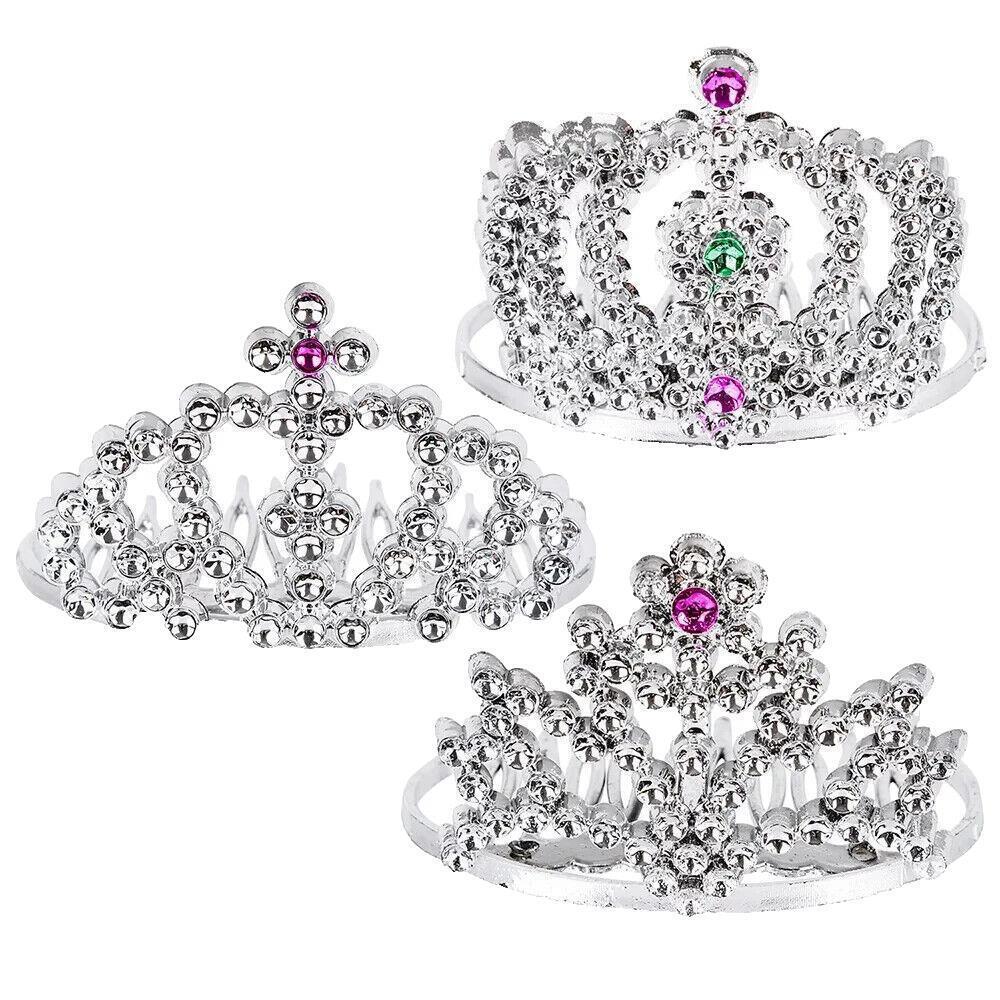 RI One Dozen 2\" Mini Plastic Jeweled Princess Tiara Hair Combs