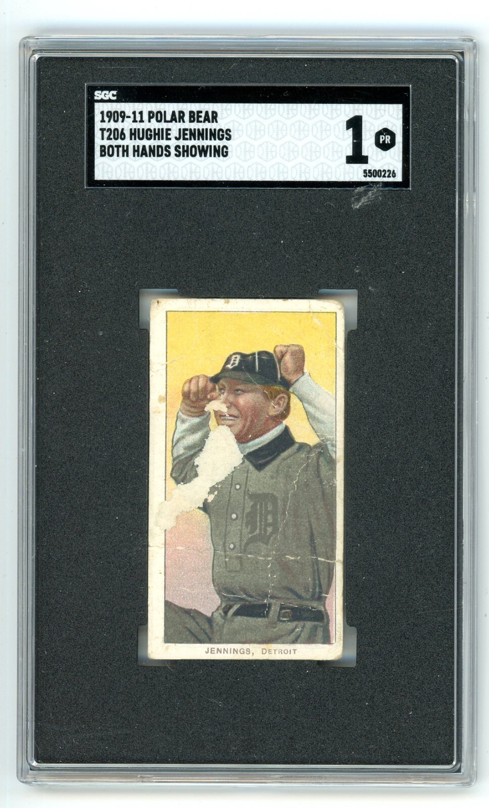 1909-11 T206 HUGHIE JENNINGS Detroit Tigers *Polar Bear Back* SGC 1 (2)