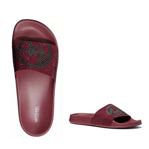 New! MICHAEL KORS ~Size 6~ Studded MK Logo Gilmore Open-Toe Slide Sandals NWB
