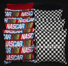 All Weather CORNHOLE BEANBAGS made w NASCAR RACING Fabric  Race Car Flag