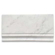 C06P Carrara White Marble 6x12 Skirting Baseboard Trim Molding Polished