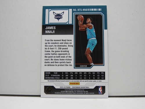 2023-24 Panini Contenders James Nnaji Rookie Ticket Patch #RTS-NNJ Hornets - Picture 2 of 2