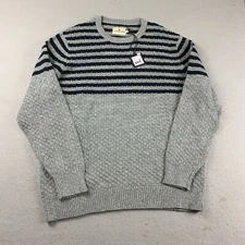 The Normal Brand Sweater Mens XXL Gray Blue Pique Stitch Crew Neck Pullover NWT