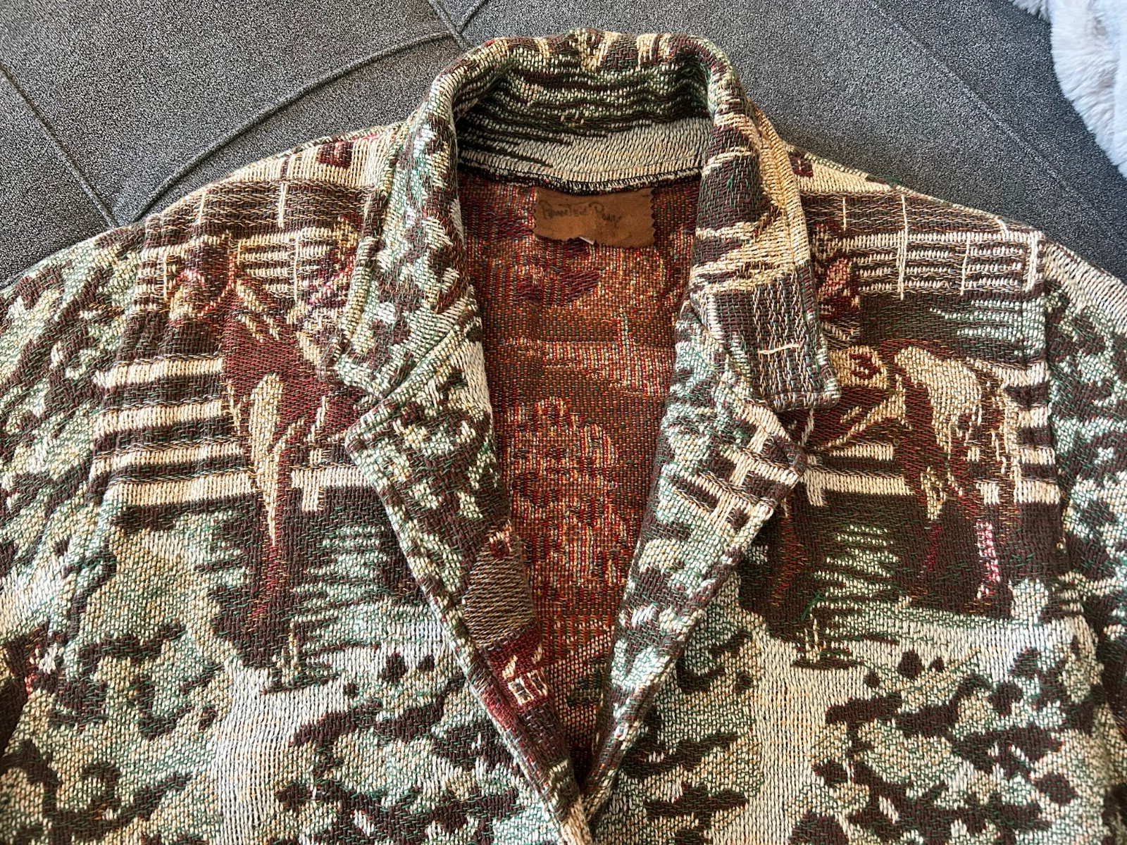 Vintage! Giacca arazzo PAINTED PONY polo cavallo fienile campagna taglia unica S M L