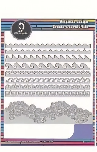 9 Pc Waves Water Edge Border Die Cut Set Card Making Paper Cutting Ocean Beach - Picture 3 of 4