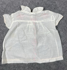 Antique Baby Dress Girls Pink Embroidery Crochet Floral Collar Sheer Edwardian