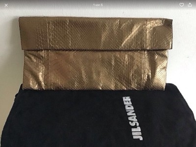 Clutch Jill Sander makelloser Zustand kaum getragen  goldmetallic mit Staubbeute