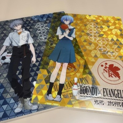 EVANGELION A4 Clear File Set, Round 1 Collab, 2pc, Used/Storage, No Major