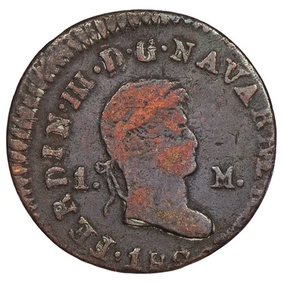 Espagne - 1 maravedi 1820 - Ferdinand III - Pampelune - cuivre - KM.122 Cal.1653 - Photo 1/2