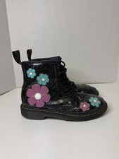 Dr. Martens AirWair Cosmic Glitter Flower Boots 1460 J Big Girls Size 4 US M