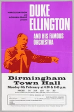 DUKE ELLINGTON – rare vintage original Birmingham 1967 jazz concert handbill