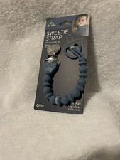 Itzy Ritzy Sweetie Strap Silicone Beaded Pacifier in Blue