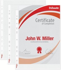 Esselte Heavy Duty Punched Pocket, Pack of 25, Holds up to 20 A4 sheets, Transpa