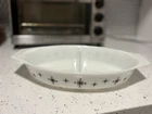 Vintage 1959 PYREX Atomic Compass 063 Oval Divided Dish - 1.5 Qt.