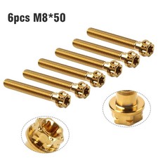 6 stücke Titan Schrauben Torx Kopf Flansch Schrauben M8x50mm Gold Für Fahrrad