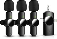 3 in 1 Mini Microphone,Wireless Lavalier Microphones for iPhone Android Camera