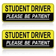 2pcs Student Driver Magnet for Car,Safety Warning Be Patient New Yellow