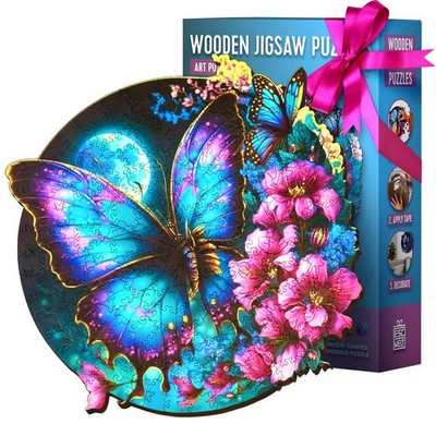 ESC WELT Holzpuzzle Schmetterling 200 Teile - Anspruchsvolles Denkspiel für Kind