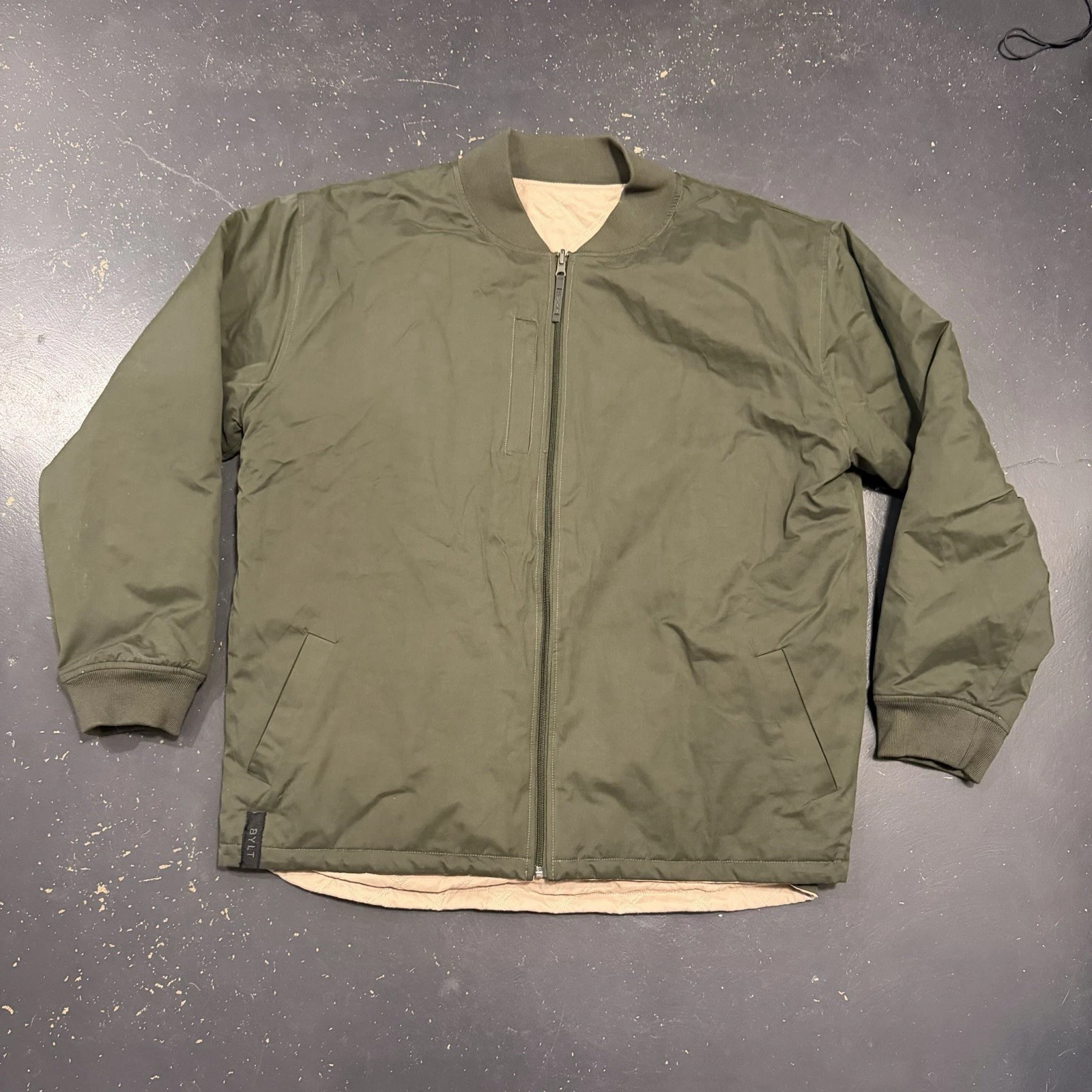 Bylt Jacket Mens 3XL Green Beige Hi-Lo Reversible Bomber Quilted Full Zip