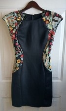 Women's BCX Black Bodycon Dress w Floral Embroidery Size 3