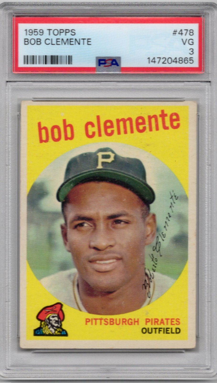 1959 Topps Baseball #478  - Roberto Clemente - PSA 3 VG