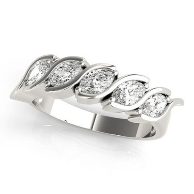 Luxus! DE/VS 2,00 ct Lab Grown Marquis Diamant 5 Steine Eternity Ring Platin