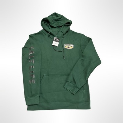 Salt Life Fin Forward Hoodie Mens Medium Green Pullover Sweatshirt Coastal