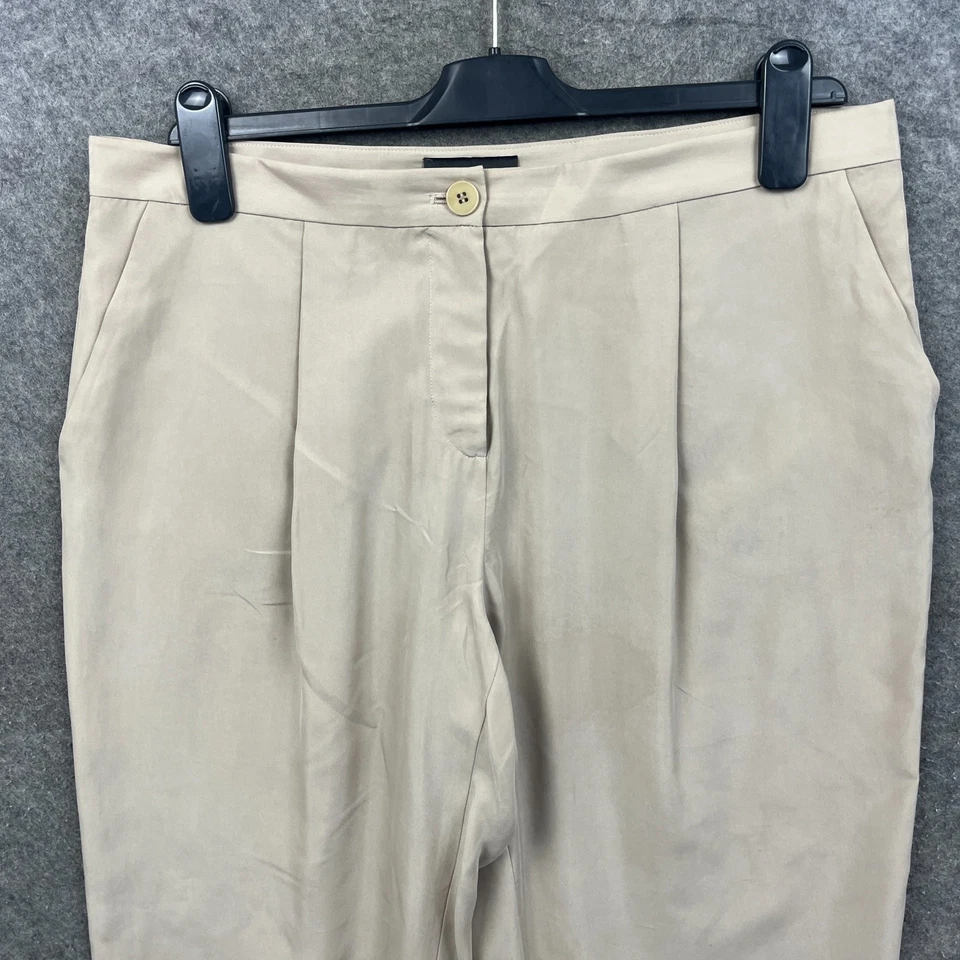 Calça Armani Feminina Reino Unido 12 Bege Emporio 100% Seda Calças Cônicas - Imagem 2 de 4