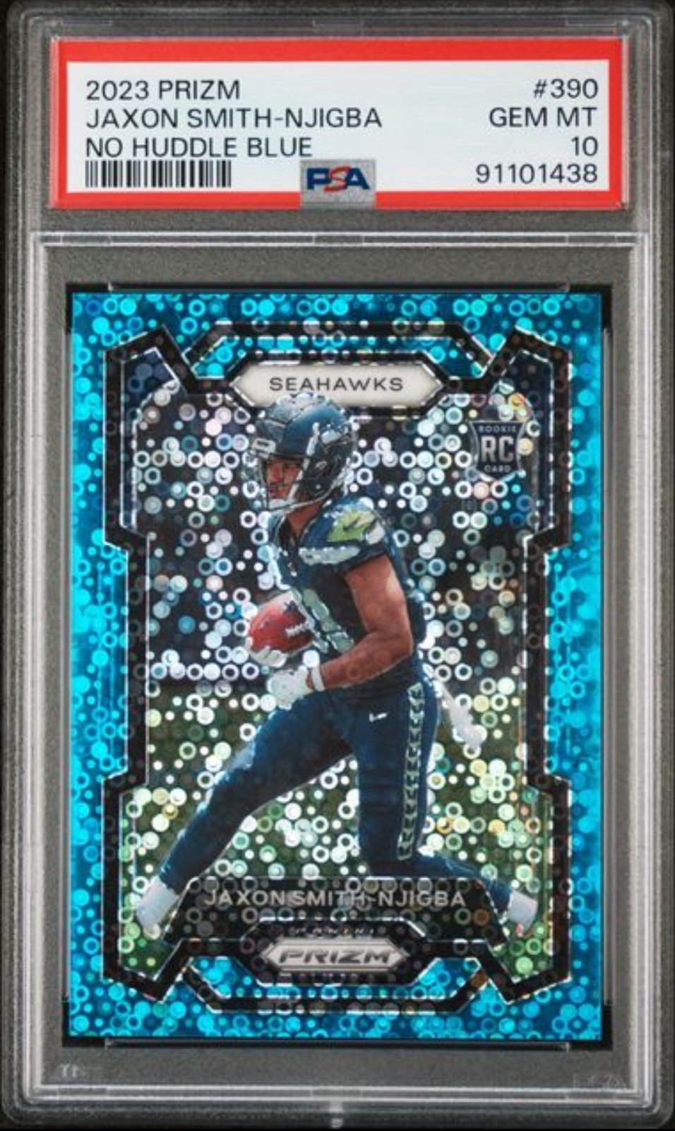 2023 Panini Prizm FB No Huddle Blue RC JAXON SMITH-NJIGBA #390  /95 PSA 10 JSN