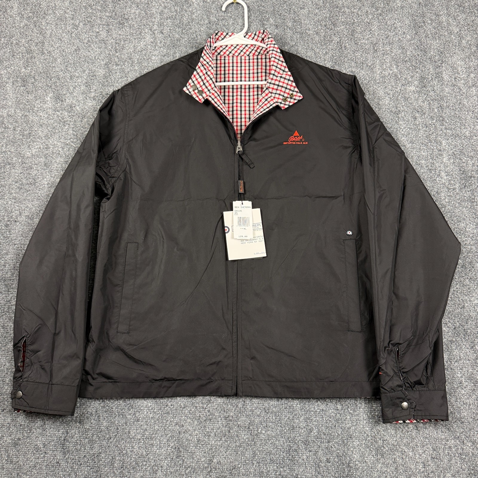Ben Sherman Bass Ale Reversible Jacket Mens XL Deadstock NWT Harrington Plaid - second product detail image