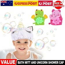 Adjustable Kids Baby Shower Cap Children Shampoo Bath Mitt Wash Hair Unicorn Hat