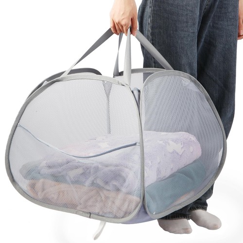 Collapsible Laundry Baskets, 90L Large Foldable Laundry Basket, Durable Mesh ...