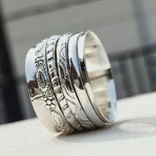 925 Sterling Silver, Solid Silver, Band Ring, Wide Spinner Band Ring