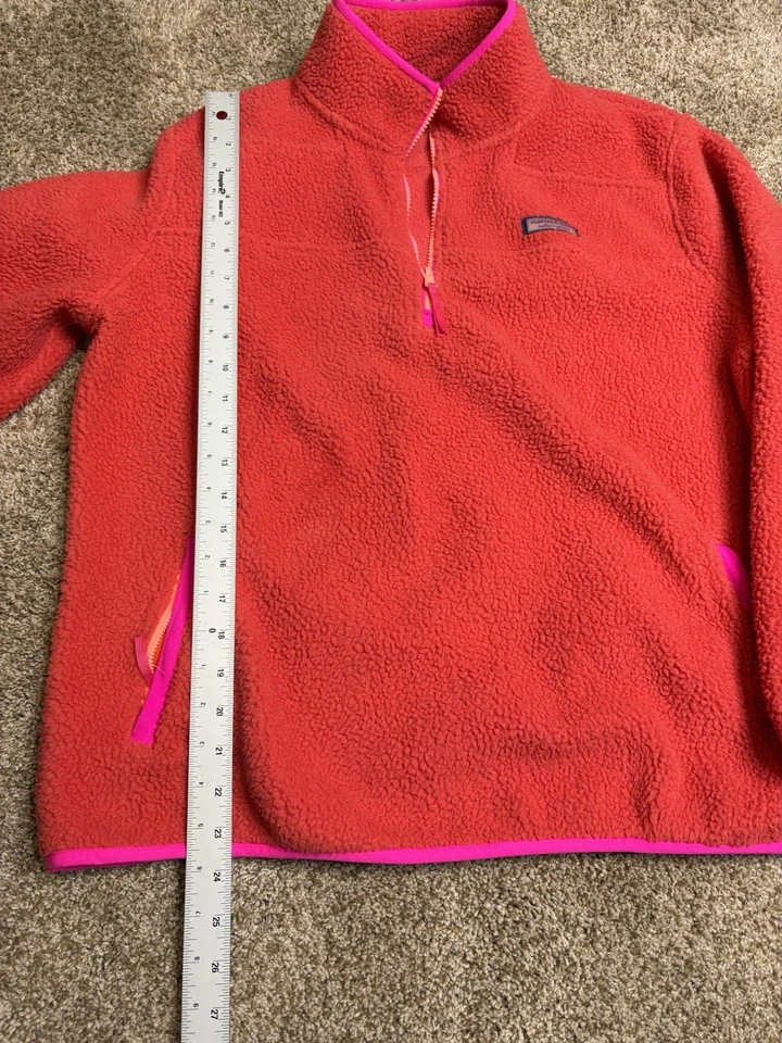 Suéter Pullover Vineyard Vines Para Mujer Rojo Sherpa Peluche Cuarto Cremallera Talla XL Foto 3 de 4
