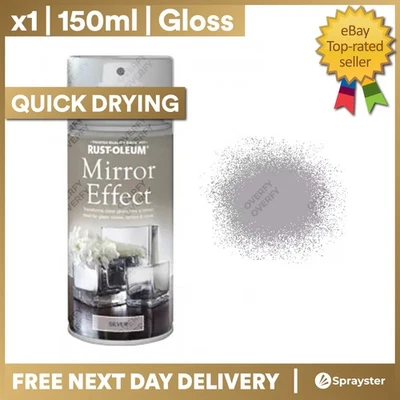 x1 Rust-Oleum Mirror Effect Spray Paint Silver Gloss Finish Art And Craft 150ml