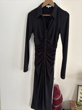 GOOD  AMERICAN BLACK RUCHED STRETCH DRESS -10-12