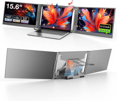 Ultra-Slim 15.6'' Laptop Screen Extender - Portable Dual Monitor for Travel