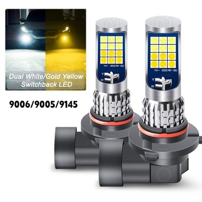 2x 9145 9140 H10 LED Fog Light Bulbs DRL 24W Switchback Dual Color Strobe Flash