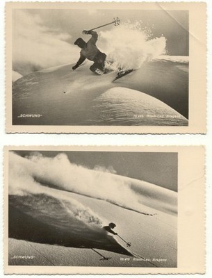 Momentum Risch-Lau Bregenz Austria Skiing Lot of 2 Real Photo RPPC Postcard 