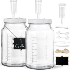 2 Pack 1 Gallon Large Fermentation Jars with 3 Airlocks and 2 SCREW Lids 100 Ai