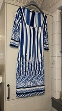 Roberto Cavalli Blue & White Patterned Lightweight Dress