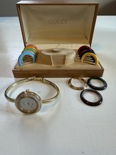 Gucci 1100 Women's Swiss Quartz Watch Interchangeable Bezels Box Papers
