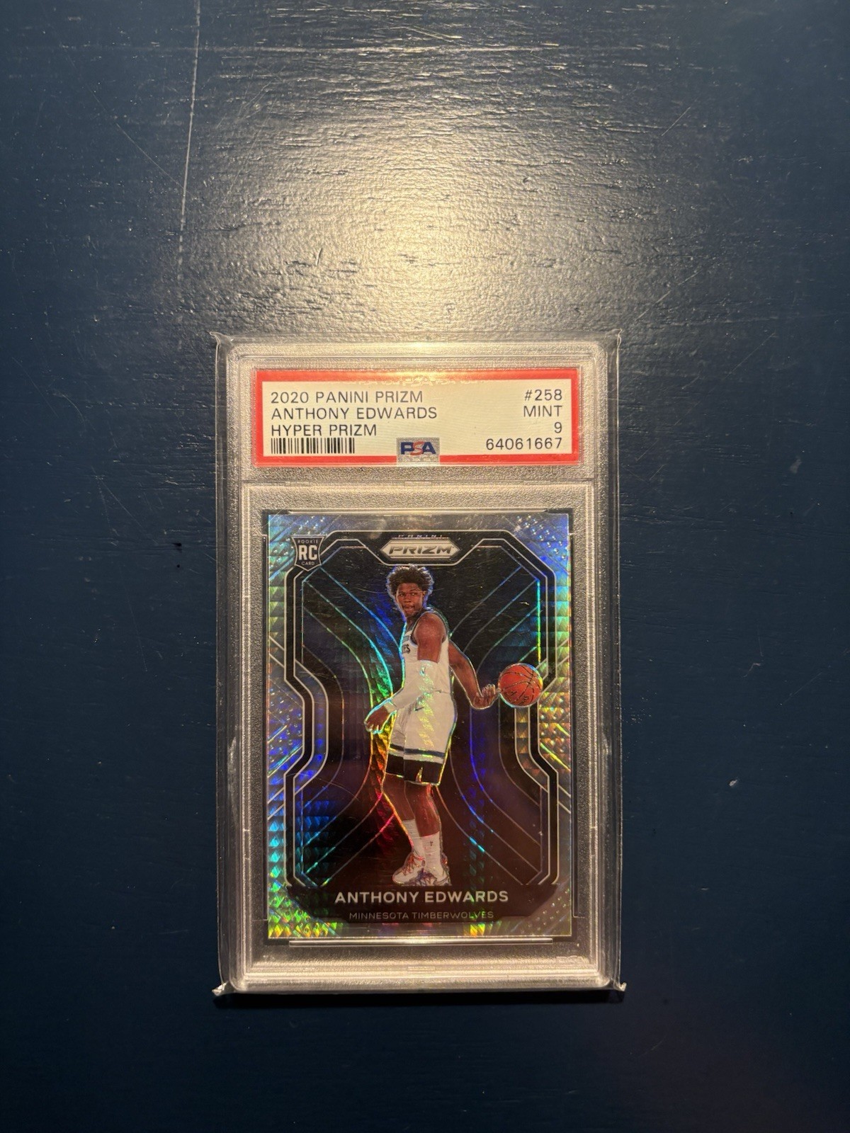 2020-21 Panini Prizm Anthony Edwards #258 Hyper Prizm (RC) PSA 9