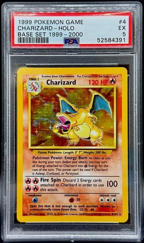 Charizard Base Set "4th Print" 1999-2000 Pokemon Card Holo Rare #4 PSA 5