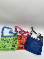 3 Pack Colorful Mesh Breathable Sea Shell Bags with Adjustable Straps 9.5x8x3  
