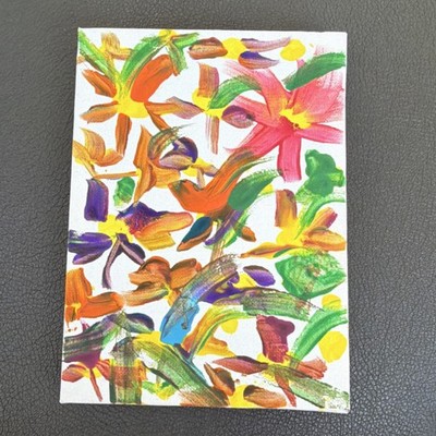 Ale Signed Abstract Floral Acrylic Painting on Canvas Original Art Unframed